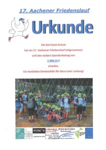 Urkunde und Infos Friedenslauf 2018